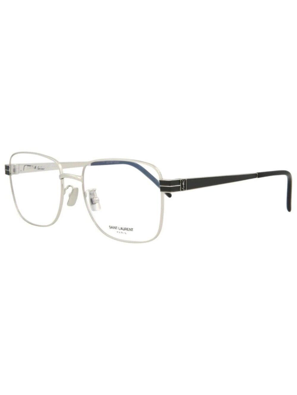New Saint Laurent Women's Eyeglasses Square Rectangle Metal Frame Silver Black